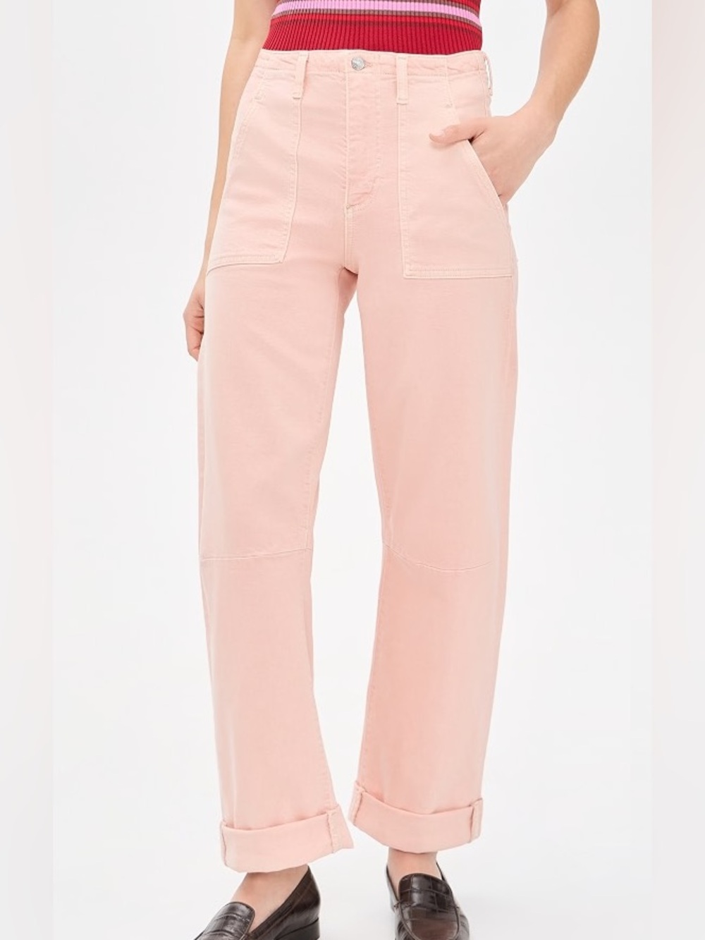 Le Jean Utility Soft Barrel Cuffed Jeans Pink Size 27